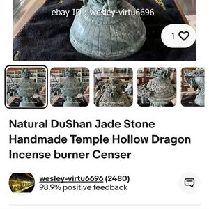 Natural jade stone with white spec's, incense burner antique.